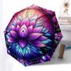 1pc Stained Glass Lotus Flower Automatic Folding Umbrella - Portable 3-Fold Design, 8-Rib Iron Frame Outdoor Umbrella, Ideal Gift for Fans, Travelers,
