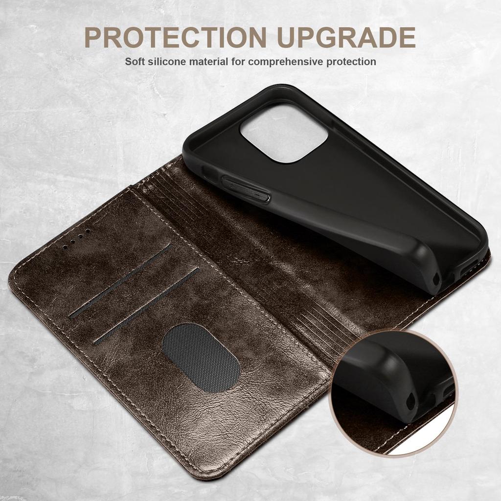 iPhone 16 Pro Max & Samsung S25 Ultra Leather Flip Case with Card Slot and Magnetic Closure