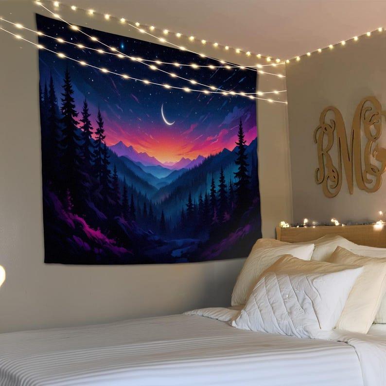 Night Sky Forest tapestry 75x100 чёрный