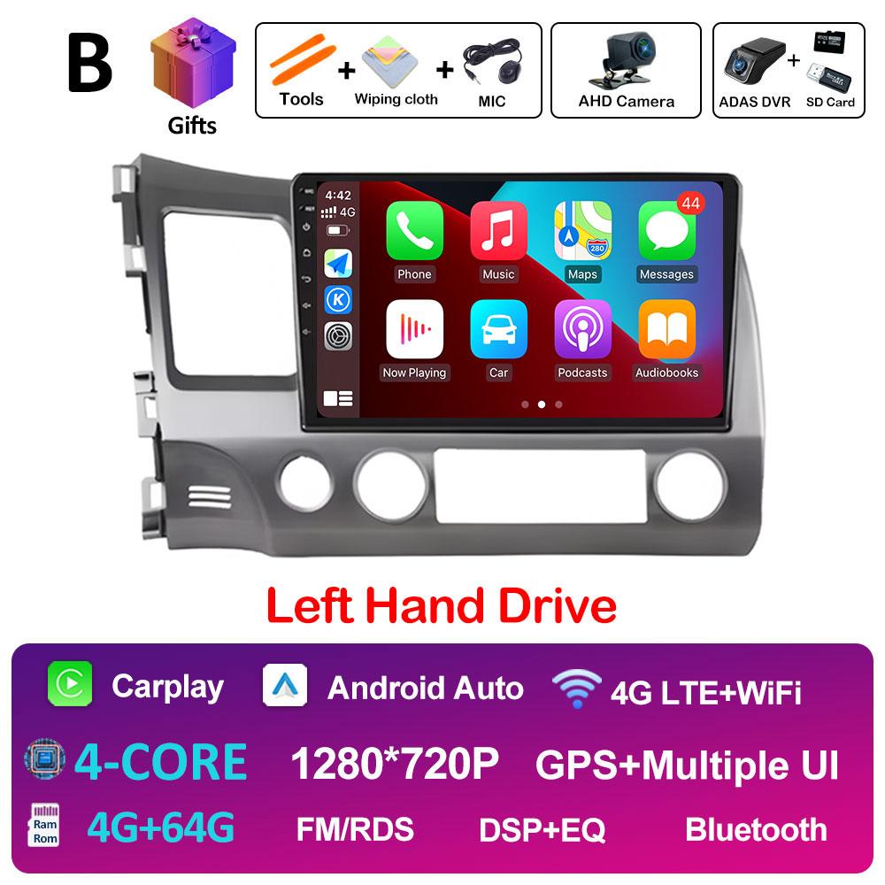 Android Auto Wireless Carplay For Honda Civic 8 2005 2006 2007 2008 - 2012 Car Multimedia Video Radio Player GPS Navigation WIFI