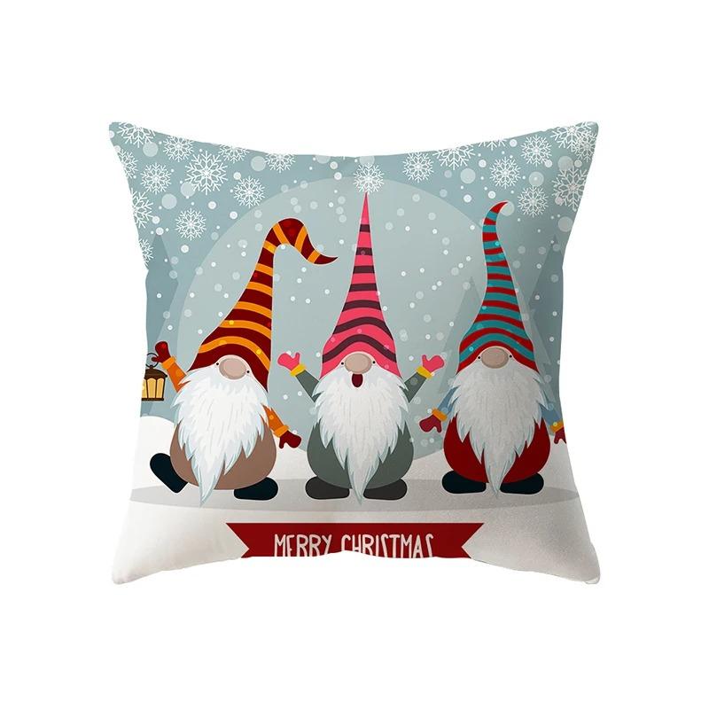 Cute Santa Claus Christmas Theme Printed Pattern Cushion Cover For Home Living Room Sofa Decoration Square Pillow Cover