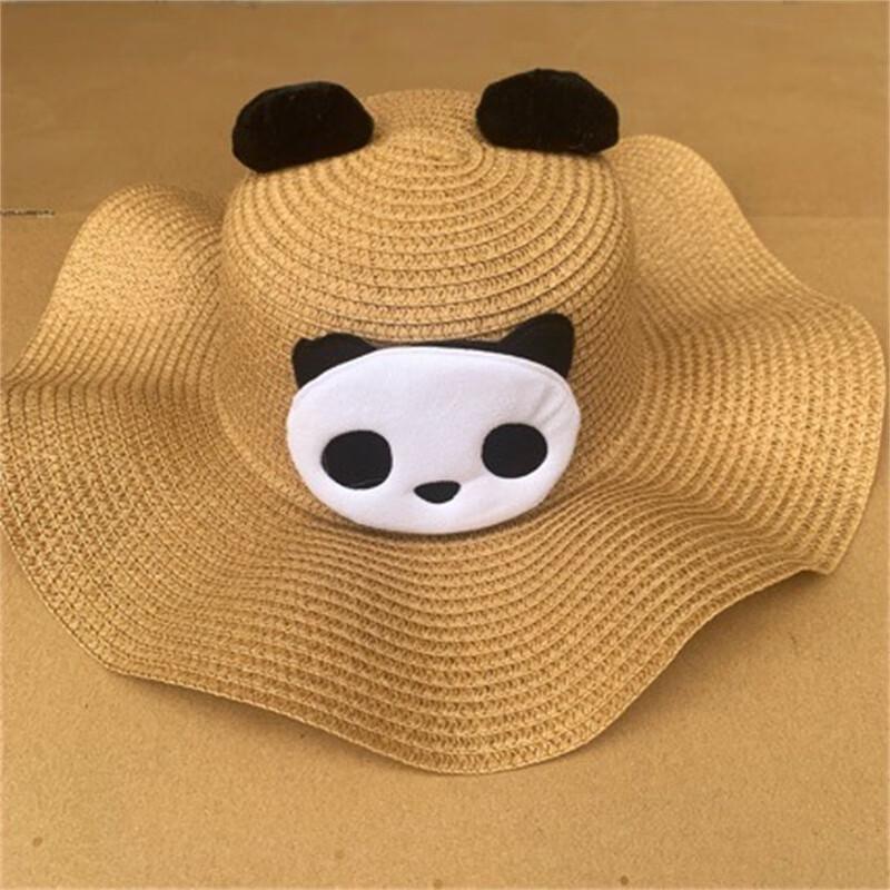 Kids Panda Wave Brim Straw Sun Hat
