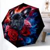 1pc Cute dog pattern Umbrella Portable Folding Umbrella Iron Frame Hole Bone Structure Outdoor Home Umbrella