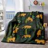 2026 New Arrivals 1pc Leopard Jungle Print Flannel Blanket Soft Warm AllSeason Throw for Office, Camping & Travel, Contemporary Style Cozy Home Decor