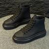 High-top women's shoes autumn new student platform casual high and thin leather medium tube sports shoes