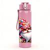 1PC Colorful Garden Gnome Graphic,750ml Color Plastic Sports Water Bottle,Leakproof Flip Straw Lid,Suitable for Sports Office Home Use