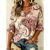 Elegant Versatile 3D Printed Women's Shirt, Loose Drop Shoulder Style, Smooth Fabric Fashion Dating Office Wear