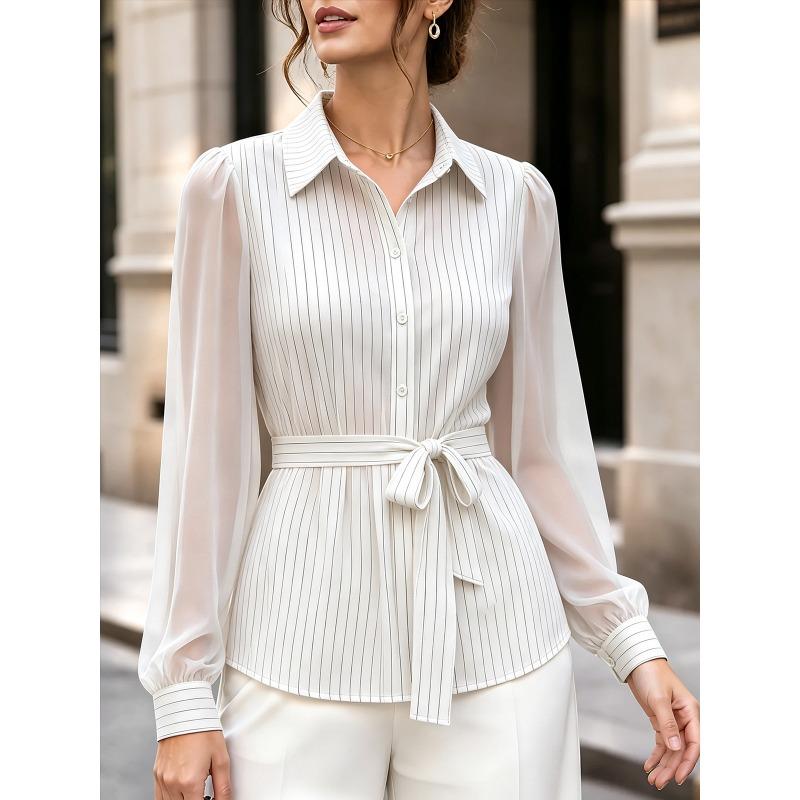 Women S Long Sleeve Shirt Lace Up Waist Casual Commute Blouse