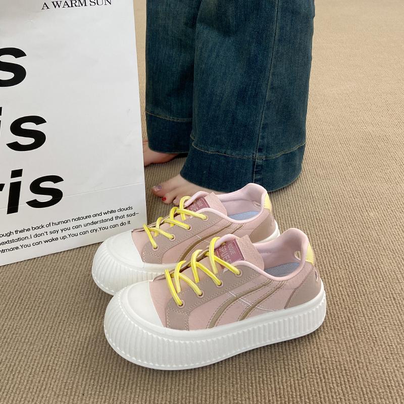 Fashion CRLAYDK Calssic Womens Big Toe Fashion Sneakers Skate Leather Walking Anti Slip Lace Up Trainer Shoes Ladies Sports Tennis