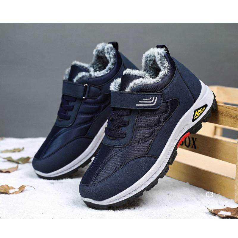 Winter New Durable and Comfortable Walking Shoes  Warm and Comfortable with Thickened Fleece Velcro Men's Snow Boots