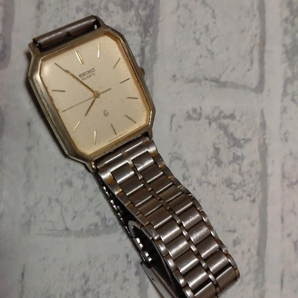 Used Working SEIKO Seiko Quartz Chariot Men's Watch TANK Rectangular Vintage