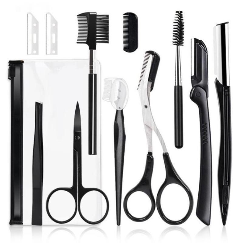 2023 New Eyebrow Trimmer Set Scissors Tweezers Eyebrow Razor Scraping Eyebrow Comb Razor Eyebrow Clip Makeup Tools Sets