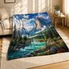 Alpine River Valley Coral Fleece Blanket