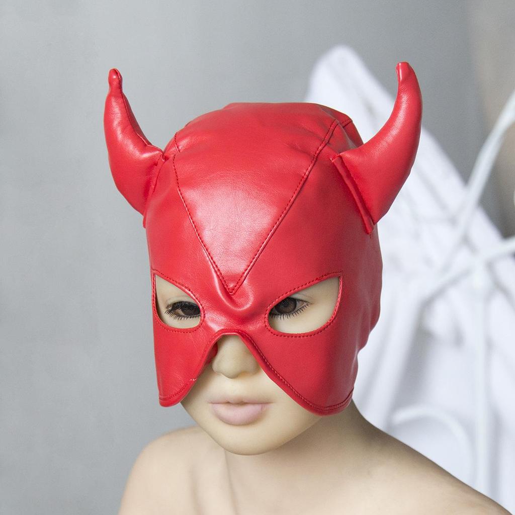 BDSM Slave Fetish Sex Toys Adult Products Horns Face Mask Headgear Leather Cosplay