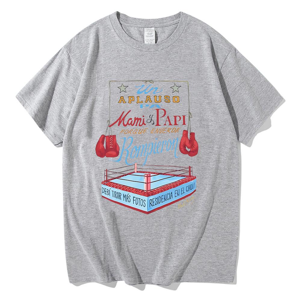 Bad Bunny DTMF Merch Boxing Tee Men/Women Aesthetic T-Shirt Unisex High Quality Cotton Tees Funny High Quality Casual Clothing