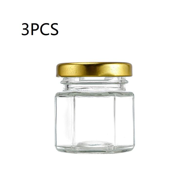 

45ml Hex Glass Jars with Gold Lids, 2oz Clear Small Storage Bottles for Jam, Honey & Spice