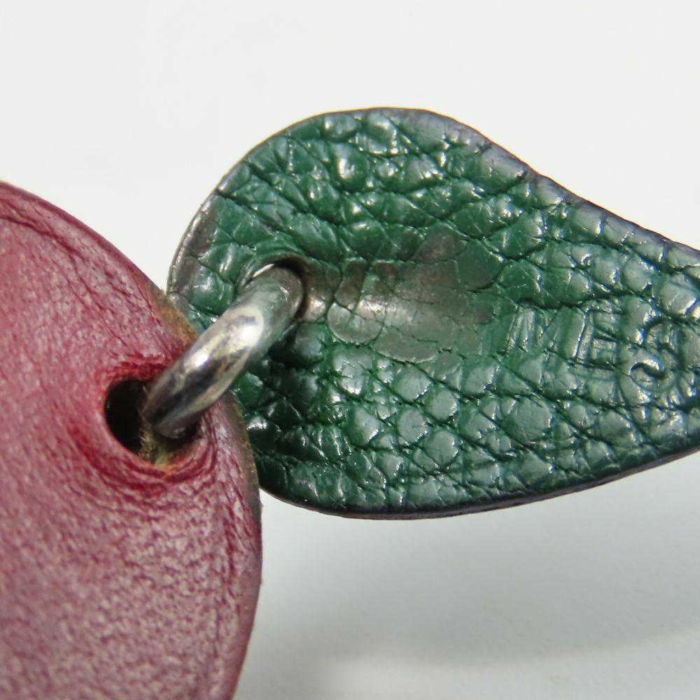 Used HERMES Bag charm leather/Silver925 purple green fruits