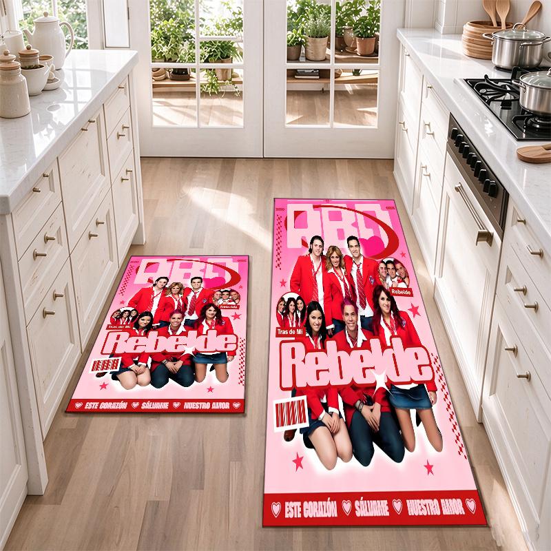 Rebelde A Flannel Kitchen Floor Mat – Non-Slip, Absorbent and Easy to Clean Suitable for Kitchens, Entryways Bedroomsand Bathrooms