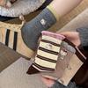 Women's Mid-Calf Colorblock Cat Embroidery Socks - Autumn/Winter Bubble Rolled Edge