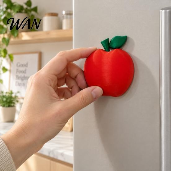 Stocking Stuffers for Kids 3D Printed Christmas Apple Ornament, Realistic Red Figurine, Fruit Magnets Multi-Purpose Keychain Fridge Magnet Desk Decor,