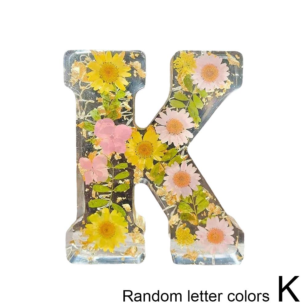 Floral Letter Night Light Alphabet Letter LED Lights Luminous Number Lamp Decorative Resin Lamp With Initial Letter & Dry Flower