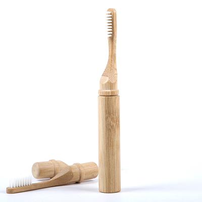 Natural Wooden Toothbrush Bamboo Wood Charcoal Folding Toothbrush Fold Travel Foldable Teethbrush Brush Convenient To Carry