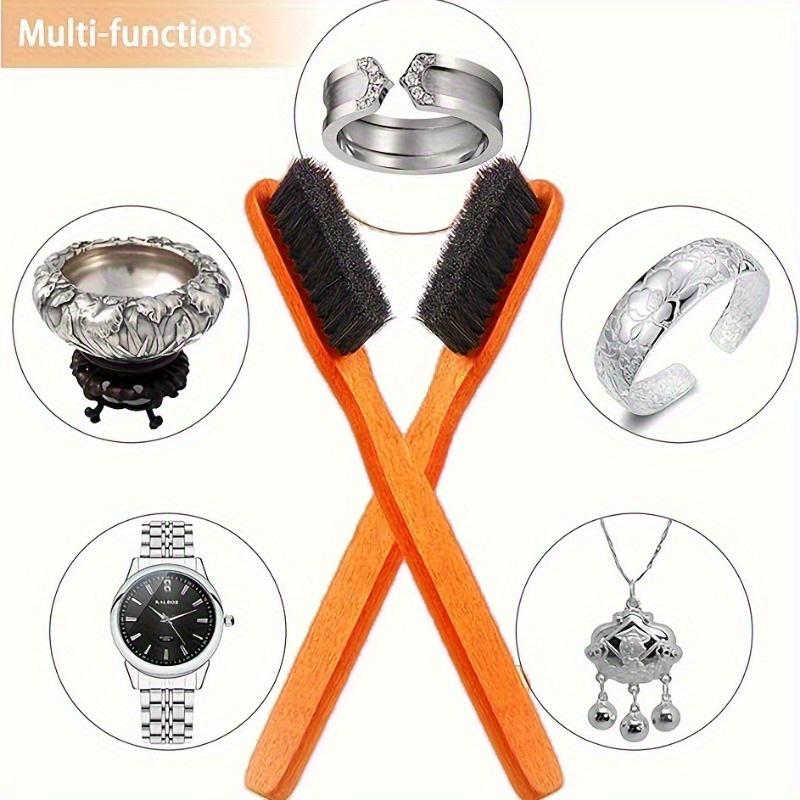 Set of 2 Horse Mane Brushes, a Silvery Care Kit for Detailed Polishing, Suitable for Jewelry Paint Surfaces And Silvery Cutlery.