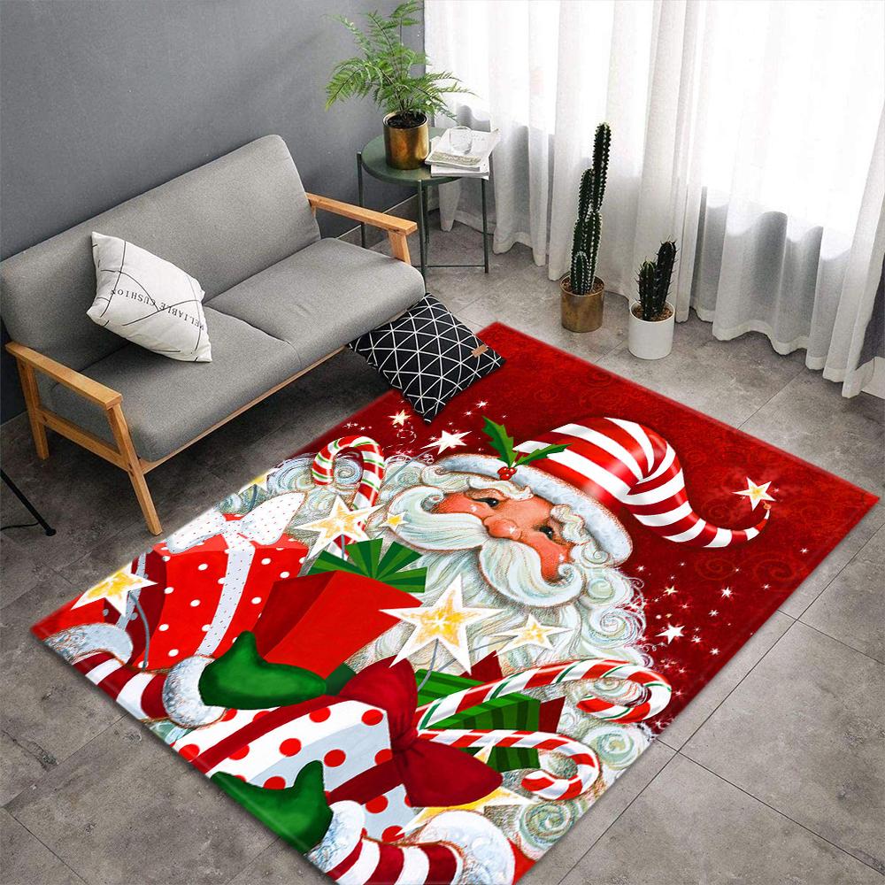 Christmas Living Room Carpet New Year's Child Rug Snowman Santa Claus Floor Mat Kitchen Bedroom Area Rug Non-slip Doormat