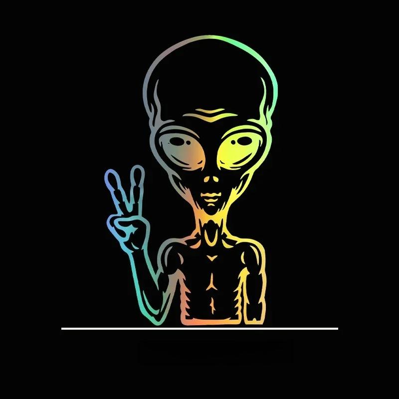 Exquisite PVC Car Stickers The Whole Body Vinyl Decal Cartoon Alien Peace Sign Car Decorative
