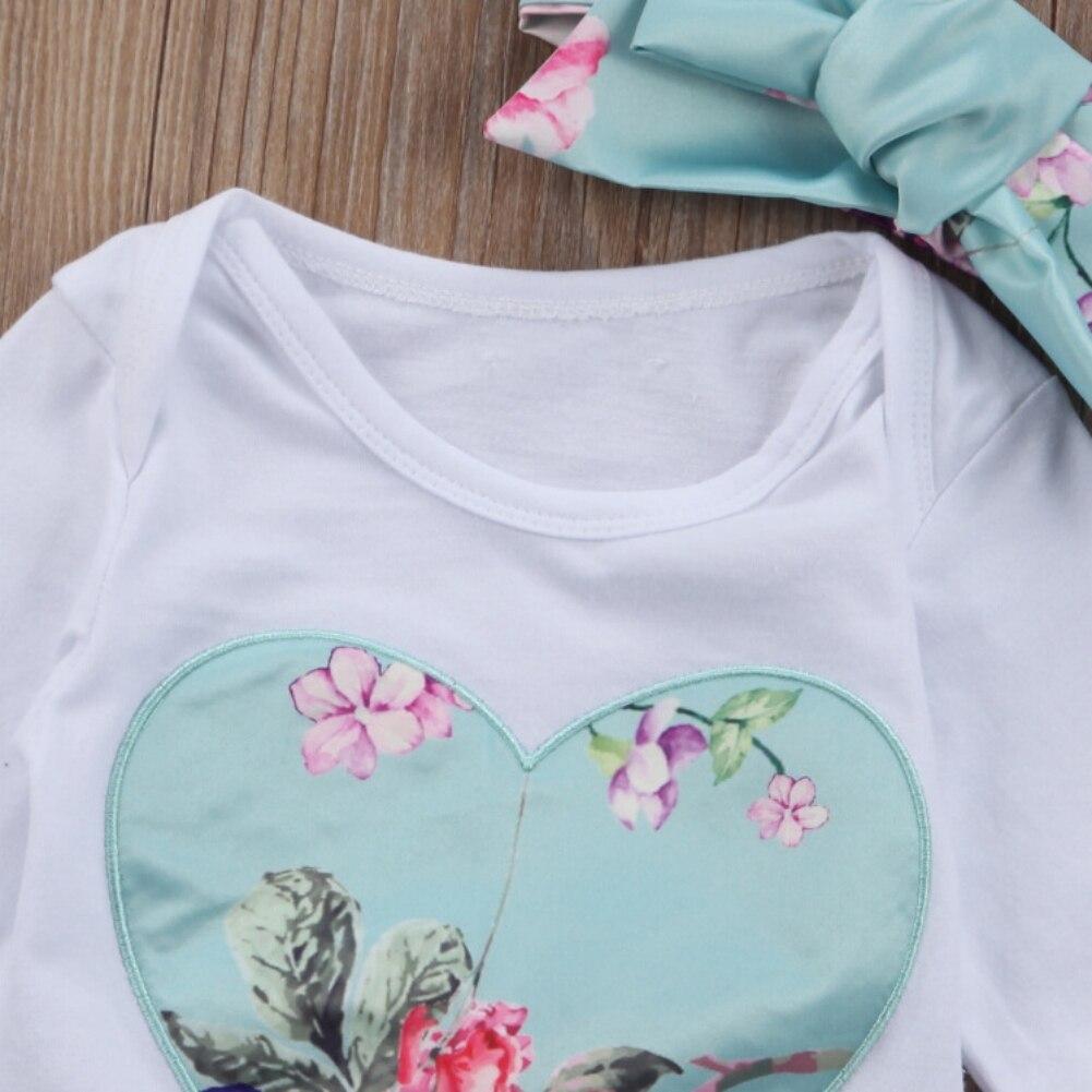 3Pcs Baby Girl Clothes Set Newborn Toddler Girls Clothing Heart Print Long Sleeve Bodysuit +Pants+Headband Outfit Suit