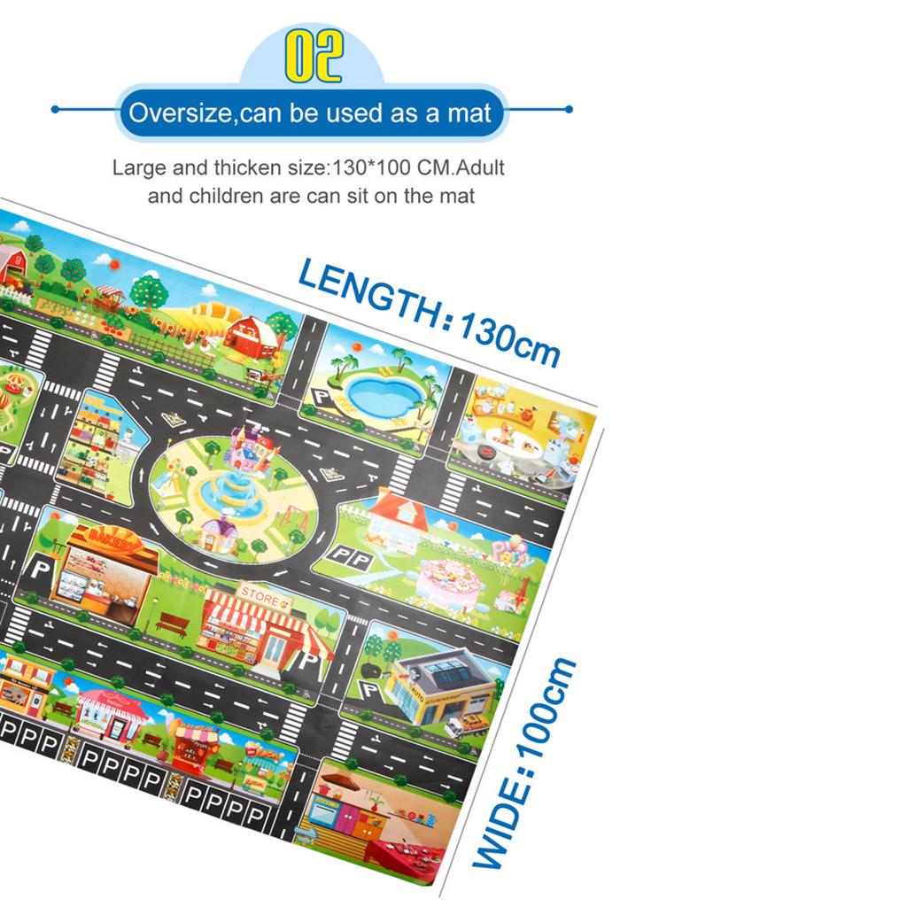 Kids Play Mat City Road Buildings Parking Map Game Scene Map With Traffic Sign