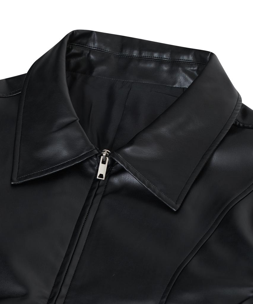 Standarderror 87-Stan062 Layer Line Leather Blouson Jacket Black