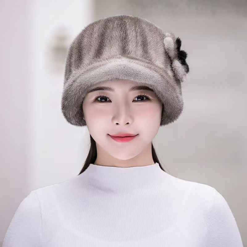 Women's Hat Faux Mink Hat - Winter Warm Earflap Beanie for Middle-aged and Elderly Women - New Faux Fur Mink Top Hat for Ladies