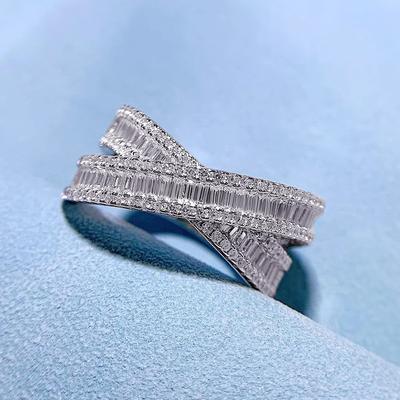 Anillo de plata 925 con diamantes para mujer noble con capa fina