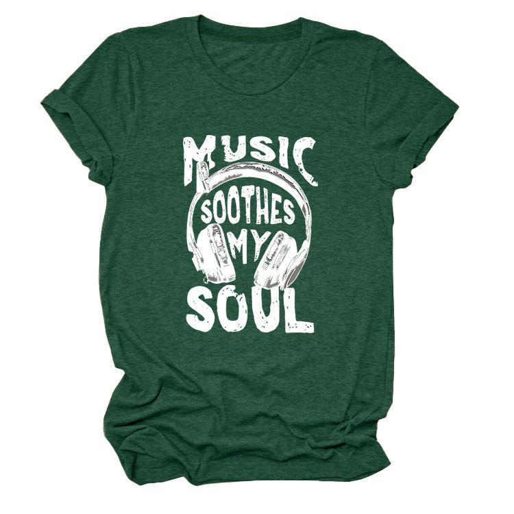 Personality trendy music soothes my ladies bottoming round neck short sleeve t-shirt