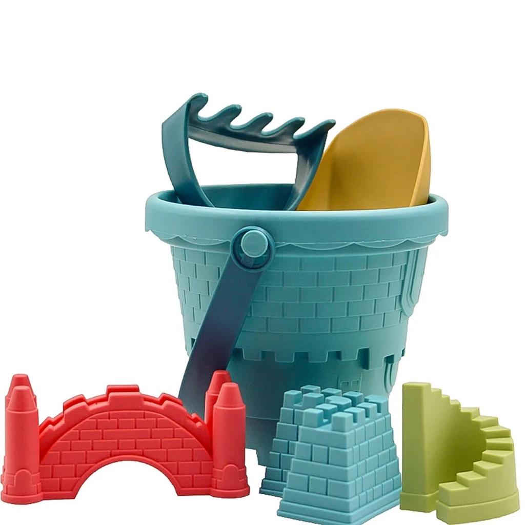 Beach  Toys Set 6 Castle Models Summer Outdoor Toy Bucket  Mold Shovel Rake For Toddlers