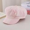 Sweet Button Love Plaid Octagonal Beret Women'S Big Head Circumference Show Face Small Fashion Versatile Newsboy Painter Hat