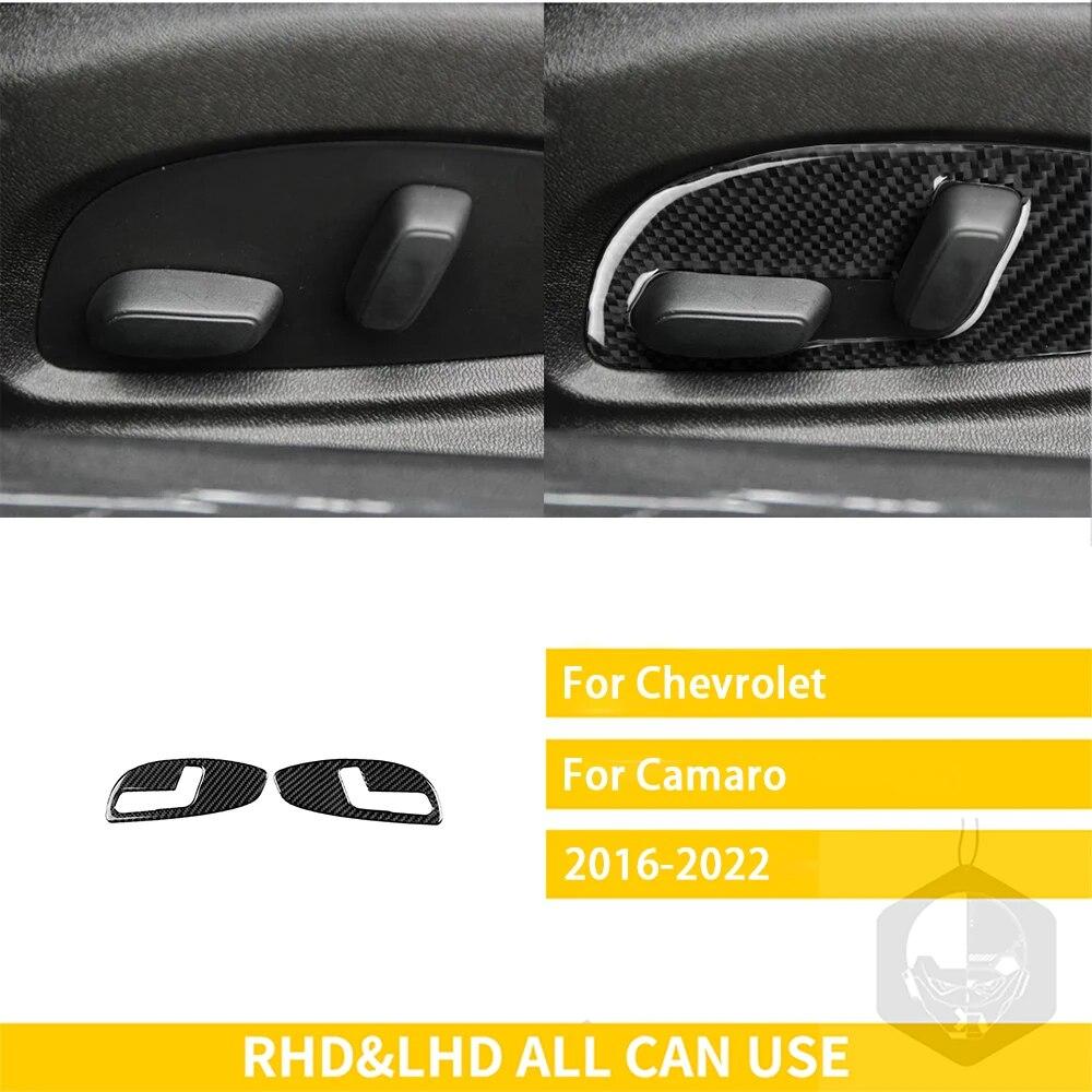 For Chevrolet Camaro 2016 2017 2018    2022 Accessories Car Interior Carbon Fiber Seat Adjustment Panel Trim Sticker