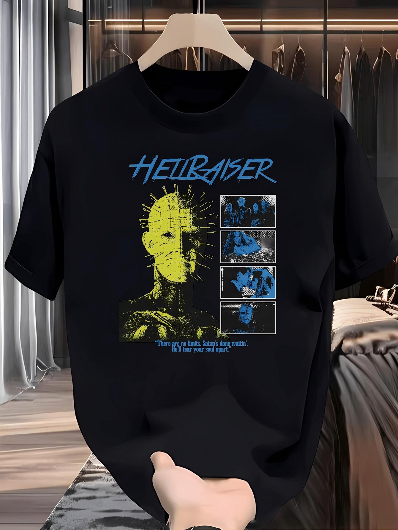 

Hellraiser Graphic T-shirt - Black Casual Crew Neck Tee with Nail Print Design XXXXL