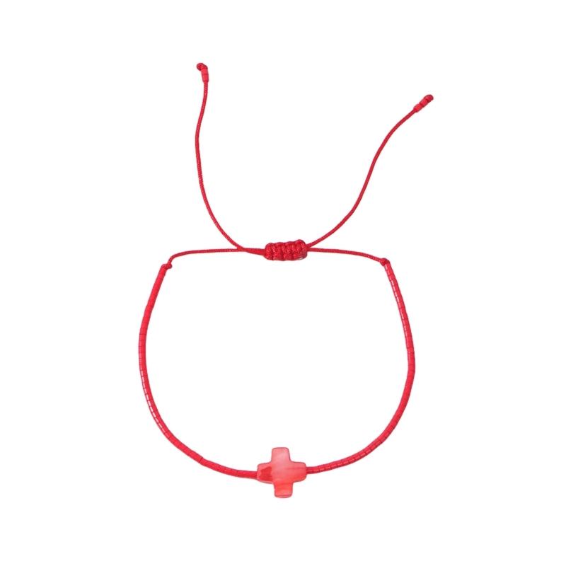 Elegantes handgefertigtes mehrfarbiges Perlenkreuz-Armband Verstellbares Schmuckzubehör für den Alltag Böhmische Stile