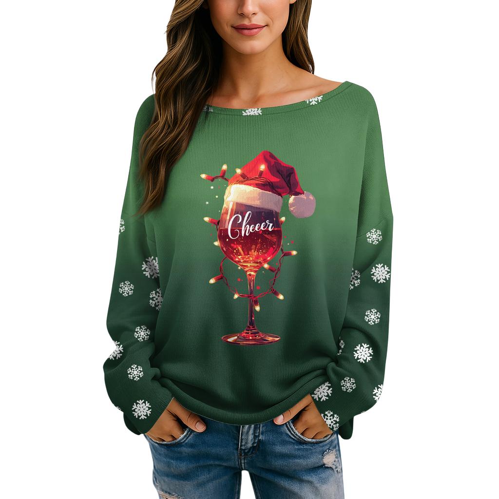 Womens  Fall Sweaters Long Sleeve Print Tops Pullover Sweaters Loose Dressy Casual Basic Clothes