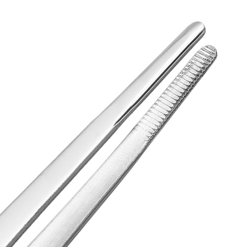 uxcell Stainless Steel Straight Blunt Tweezers with Serrated Tip, Daily Garden Tool, 250mm, Pack of 1