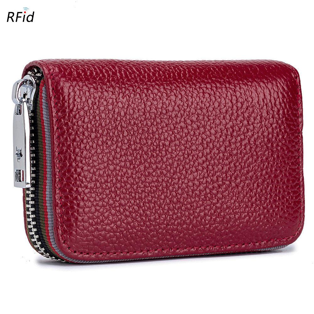 Practical New Card Bag Organ RFID Women's First Layer Cowhide, Men's Card Cover Zipper Card Wallet