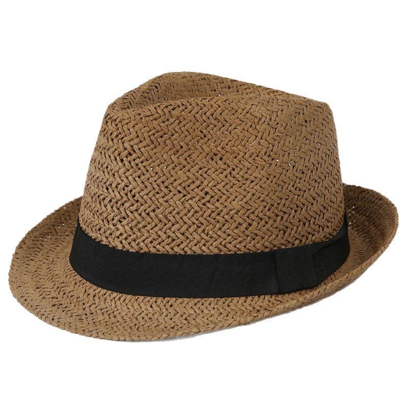 Parent-Child Straw Top Hat Men'S Trendy Sunshade Breathable Straw Hat British Retro Jazz Hat Gentleman'S Hat Sunscreen Hat