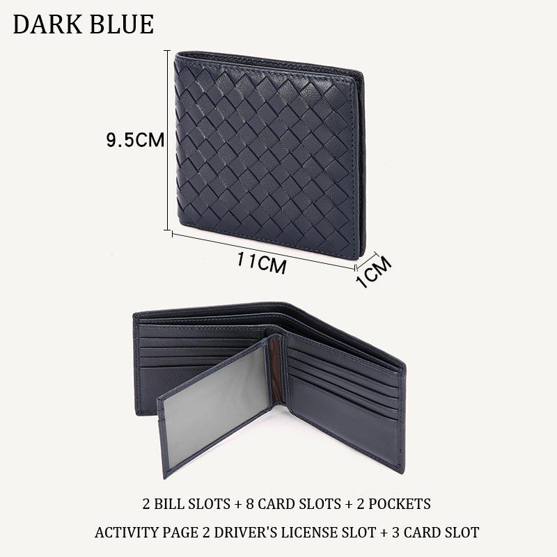 High-end woven wallet generation RFID medium and long loose-leaf wallet leather black hand bag
