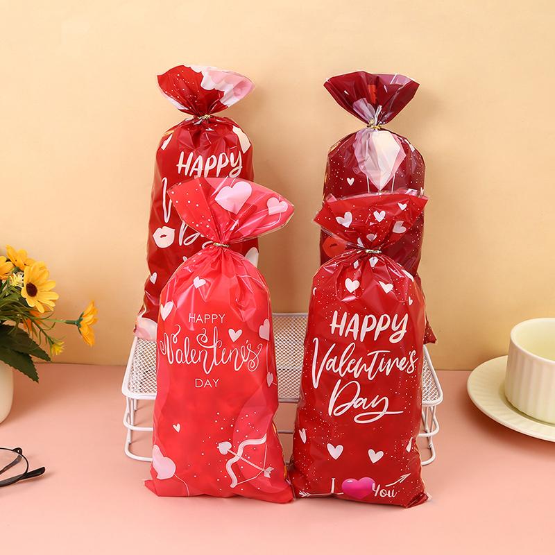 

50/100 шт. Пластиковые пакеты для конфет на День святого Валентина, прозрачные пакеты для упаковки закусок, печенья, шоколада, подарков на свадьбу 50pcs