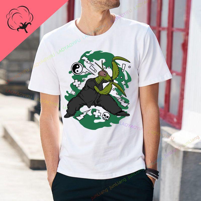 Shaolin Mantis Kung Fu Deadly Mantis Chinese Kung Fu Tshirt Mens Shortsleeved Pure Cotton Shirt Casual Retro Top