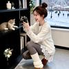 Mid-Length German Fleece Lace Patchwork Long Sleeve T-shirt - Women's Thickened Base Layer, Autumn/Winter 2026 Collection.