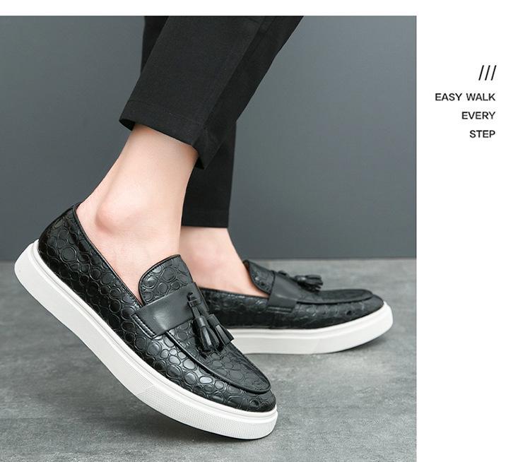 2024 Plus Size Tassel Leather Loafers - European & American Fashion Slip-Ons for Men