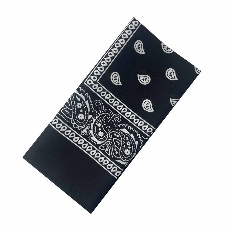 

One Piece Can Be Set 30G Printed Logo Digital Pure Cotton Cashew In Stock Flower Polyester Handkerchief Satin Scarf All Cotton Black Size 54*54cm